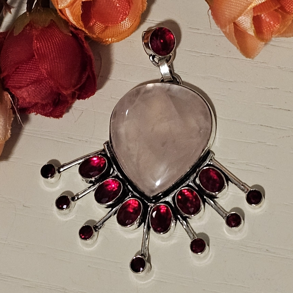 Rose Quartz / Garnet Pendant